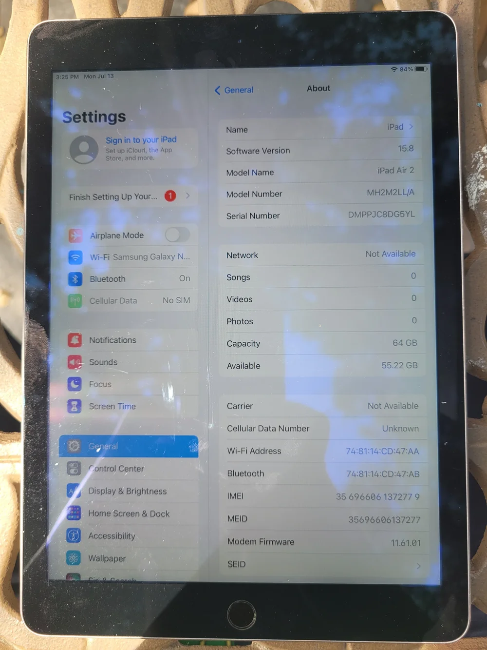 Apple iPad Air 2nd Cellular Black Used **AJ**